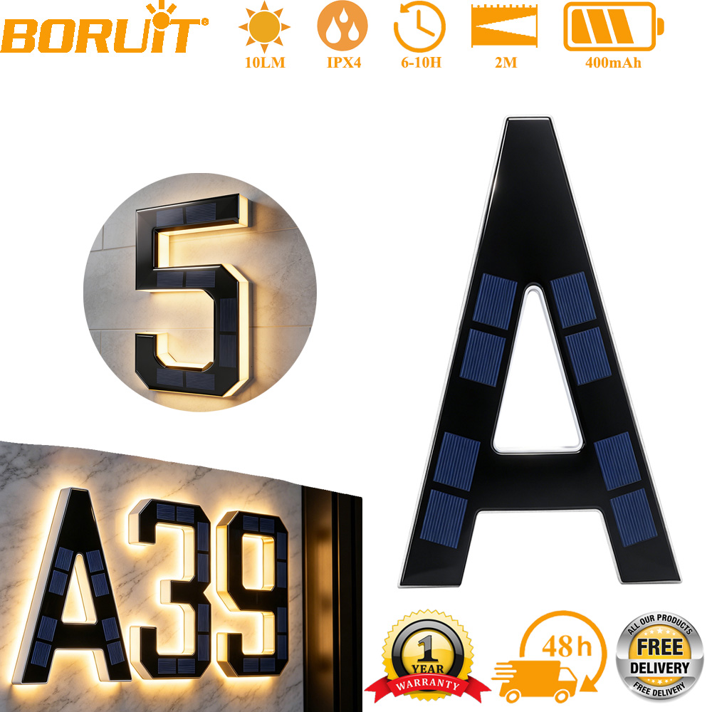Outdoor Lighting Wire - 12CM Solar House Number Lights House