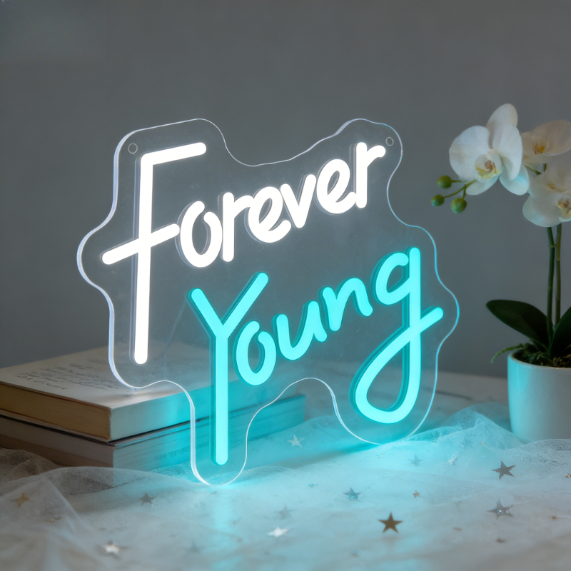 Outdoor Lighting Quotes - Forever Young Motivational Neon Sign LED
