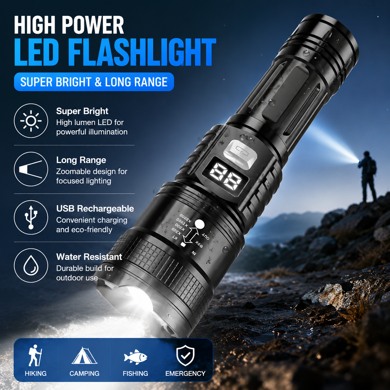 Outdoor Lighting Pole - P50 High Brightness Flashlight LED Bead