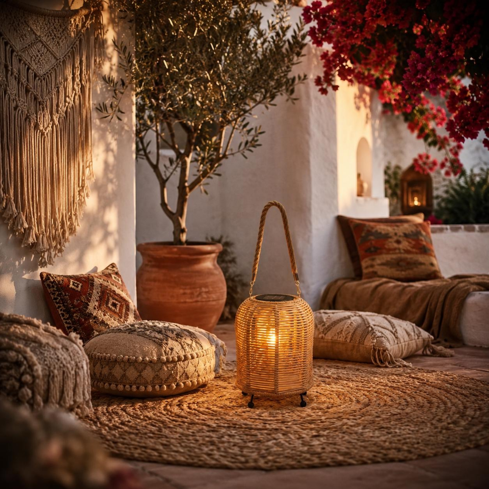 Outdoor Lighting And Decor - Handwoven Solar Lantern Warm LED Handwoven
