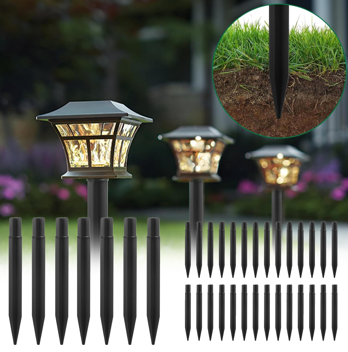Outdoor Lighting Ground Fixtures - 1-32PCS Solar Garden Lights Outdoor Lawn