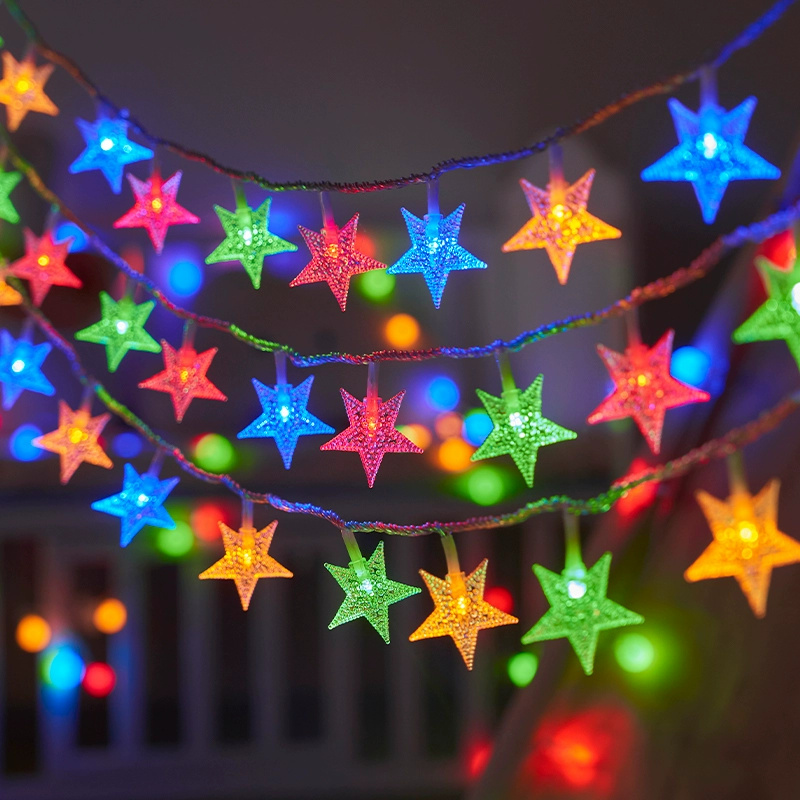 Outdoor Lighting Sconce - Battery Power Festoon Star Fairy String