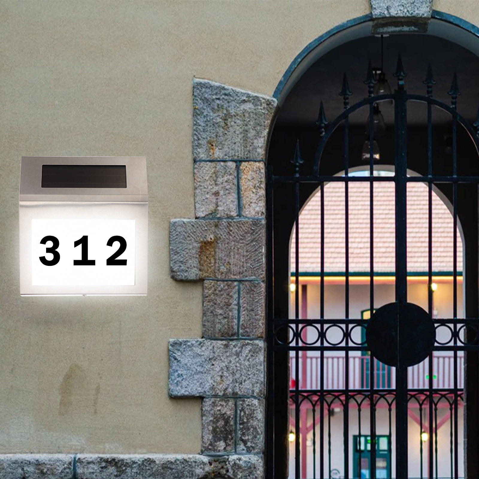 Outdoor Lighting Wire - Solar Lighted Address Sign Stainless Steel
