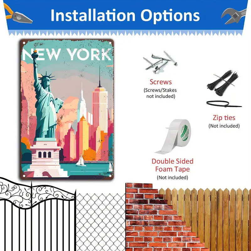 Vintage Metal Sign Travel Roun - Outdoor Lighting New York avis et prix