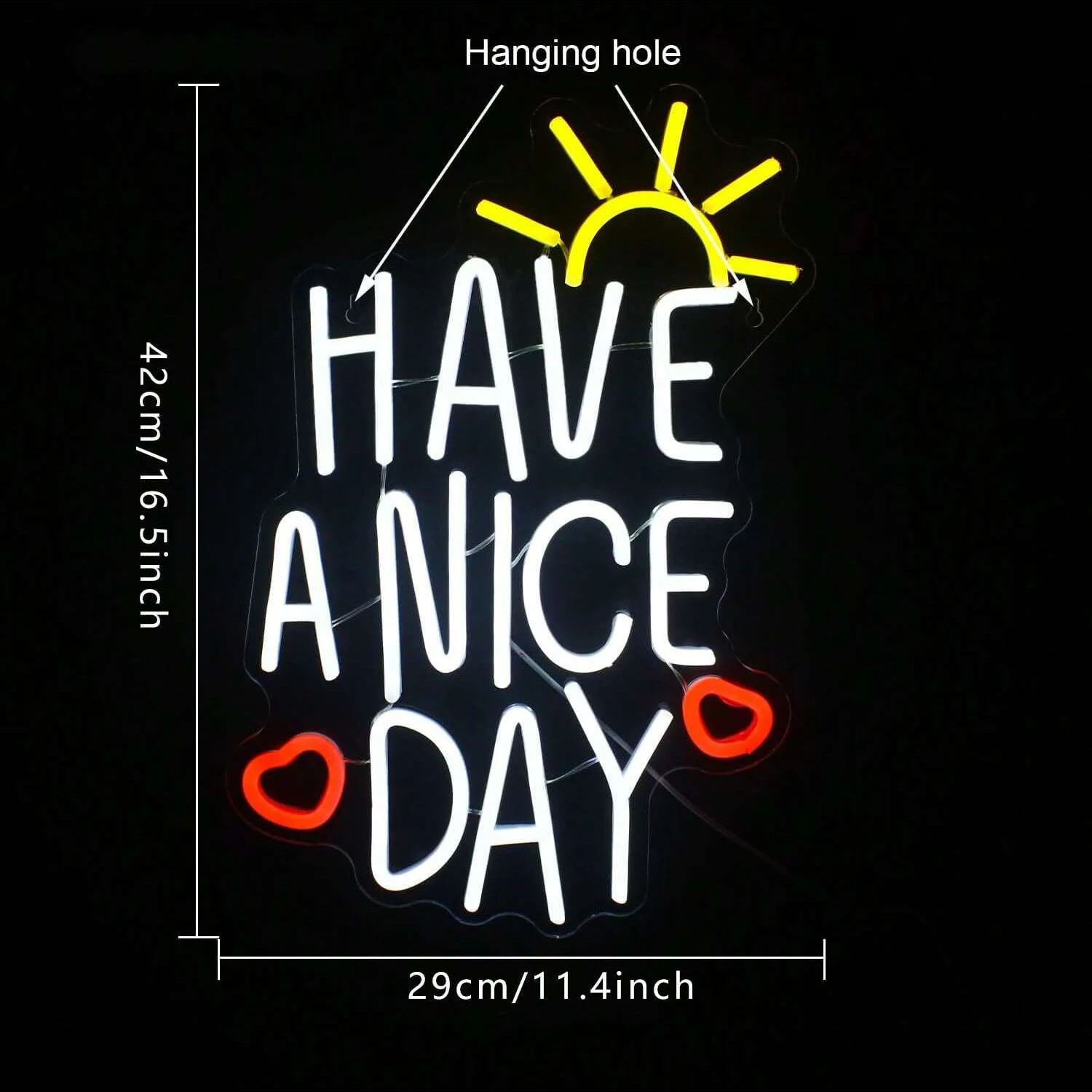 Have A Nice Day Sun Heart Neon - Outdoor Lighting Quotes avis et prix