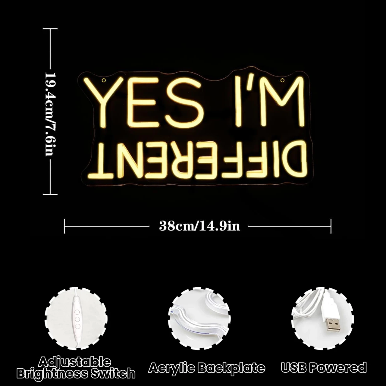 Yes I'm Different Neon Sign LE - Outdoor Lighting Quotes avis et prix