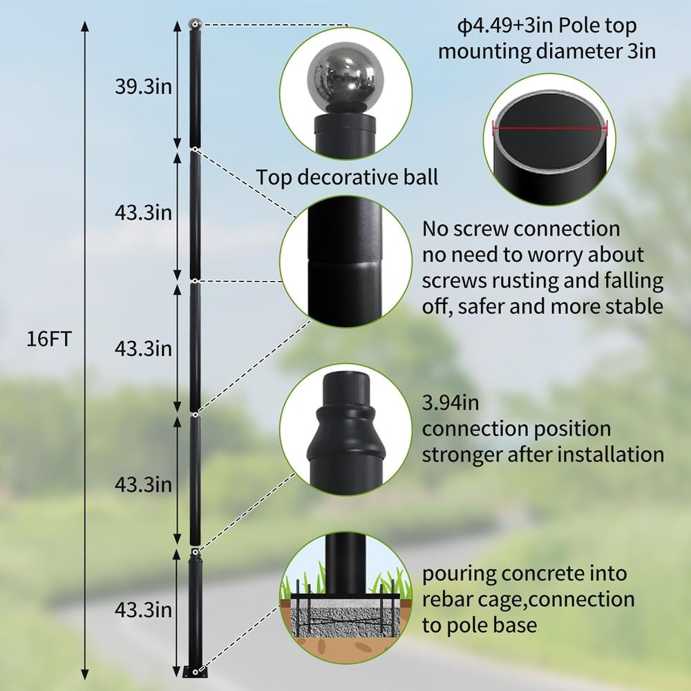 Street Light Pole 16 t Tall -  - Outdoor Lighting Pole avis et prix
