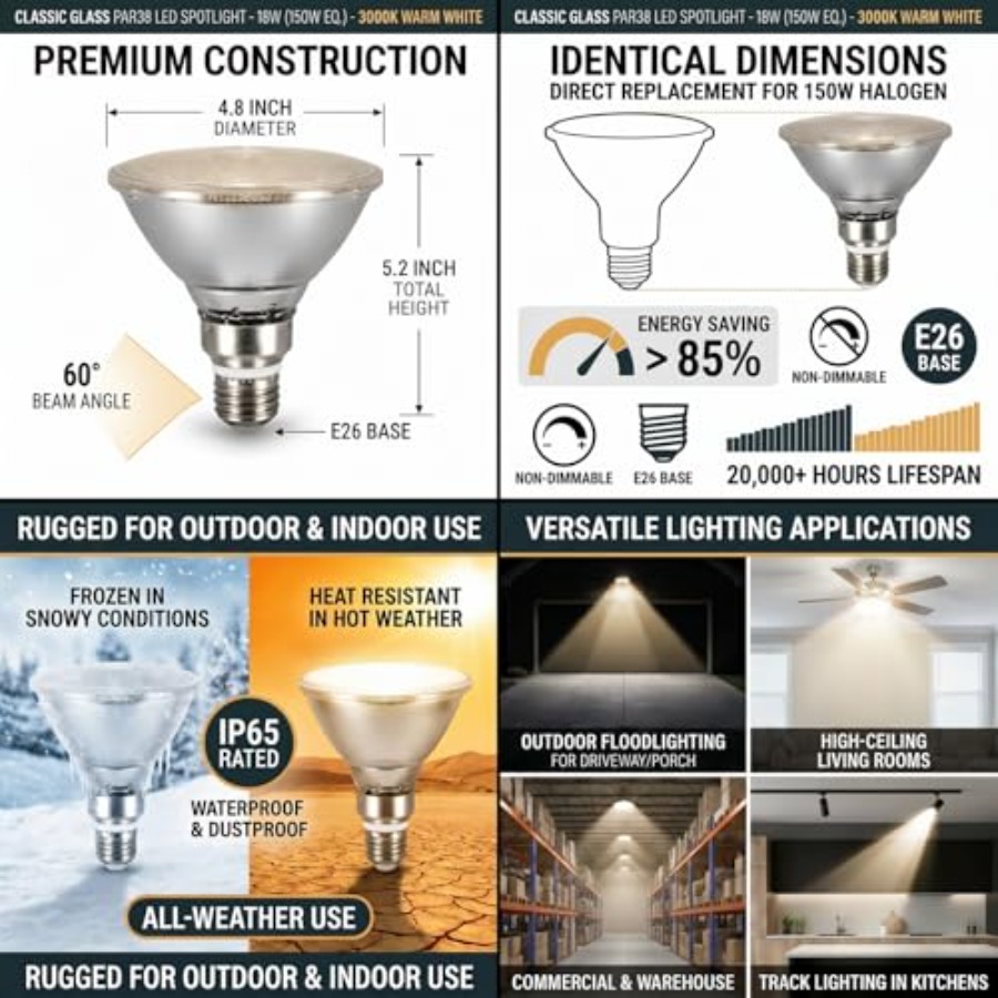 Glass Reflector PAR38 LED Bulb - Led Flood Light avis et prix