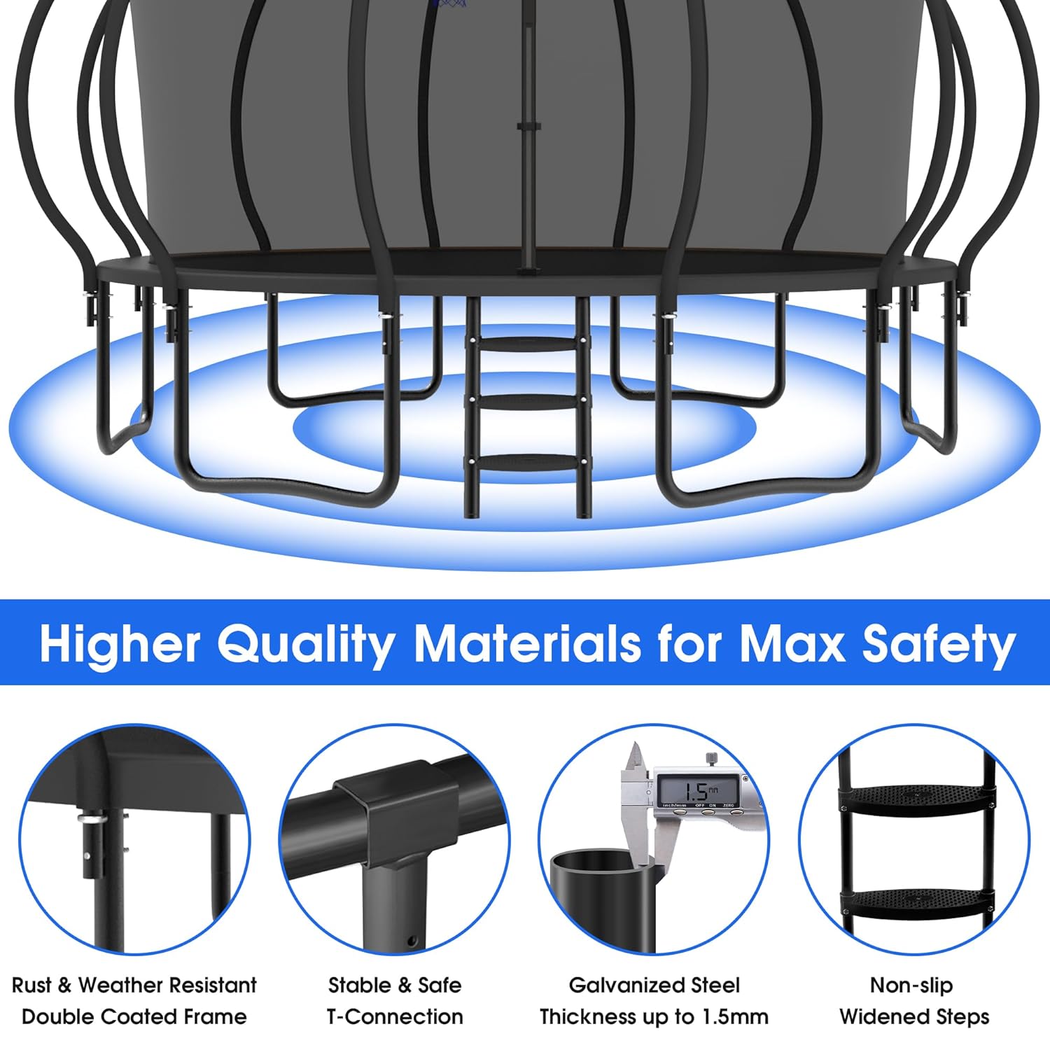 Large Outdoor Trampoline with  - Outdoor Lighting Modern avis et prix