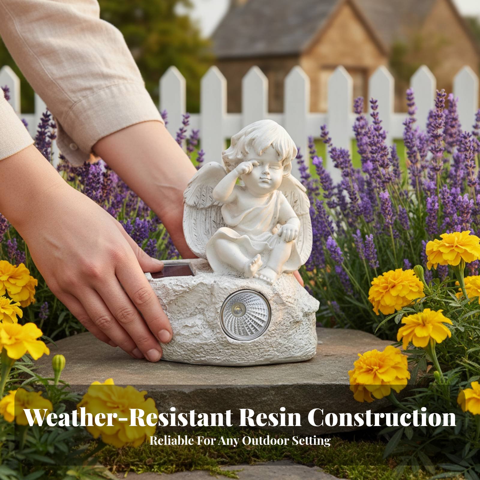 Solar Cherub Statue Light Sour - Outdoor Lighting Modern avis et prix