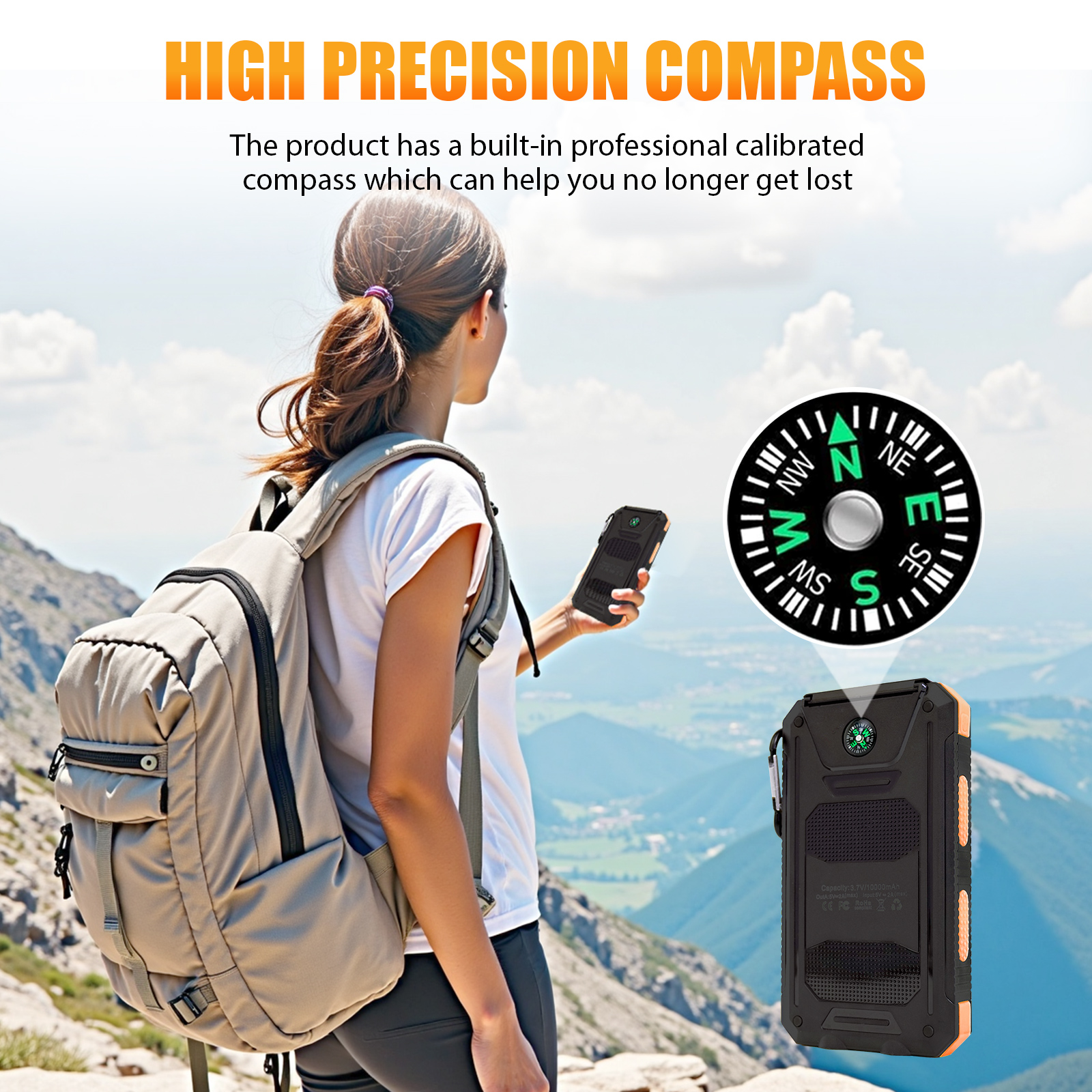 10000mAh Solar Power Bank Port - Outdoor Lighting Wire avis et prix
