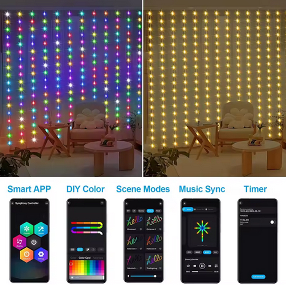 3M RGB Smart LED Curtain Light - Outdoor Lighting And Decor avis et prix