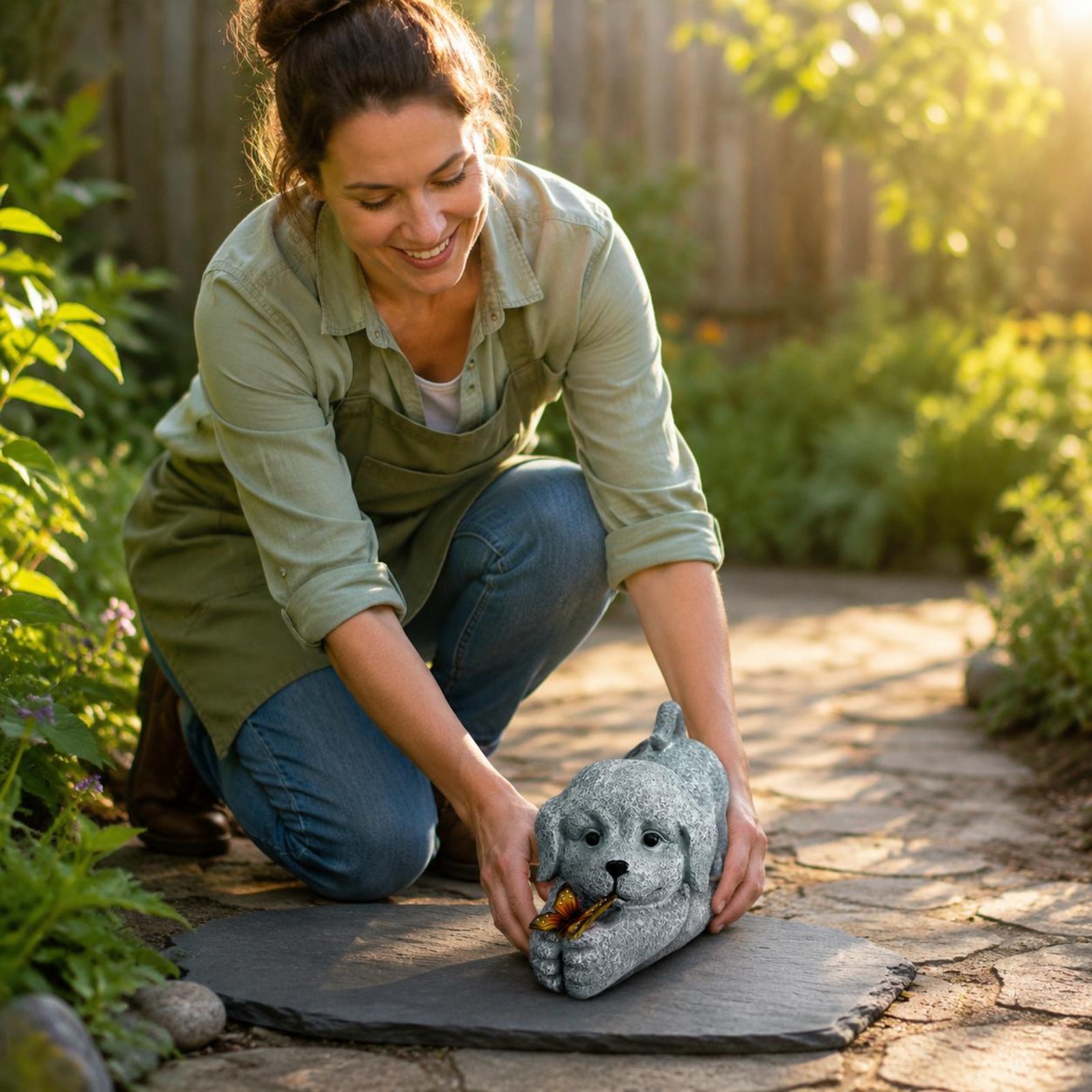 Solar Dog Statue Resin Craft S - Outdoor Lighting And Decor avis et prix