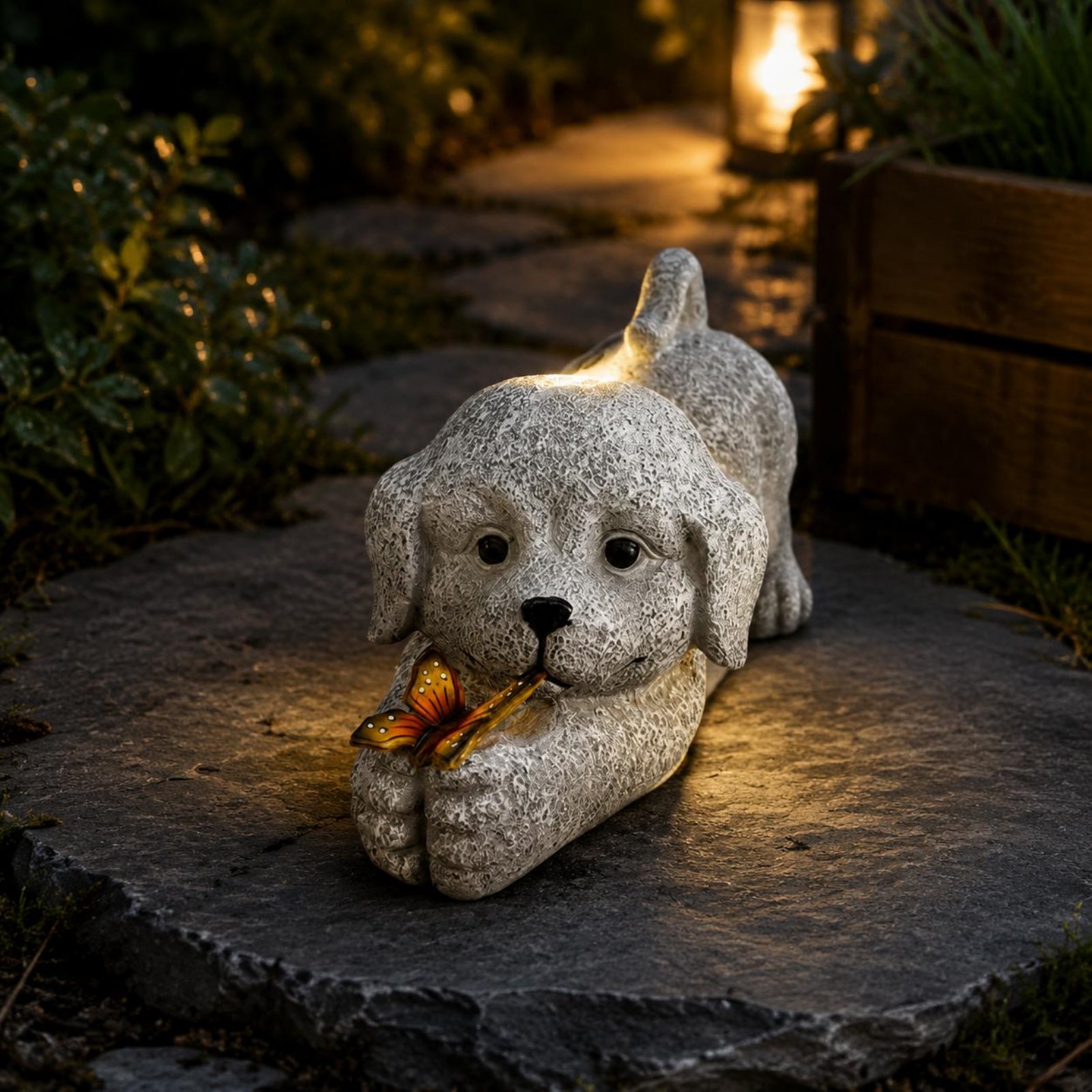 Solar Dog Statue Resin Craft S - Outdoor Lighting And Decor avis et prix