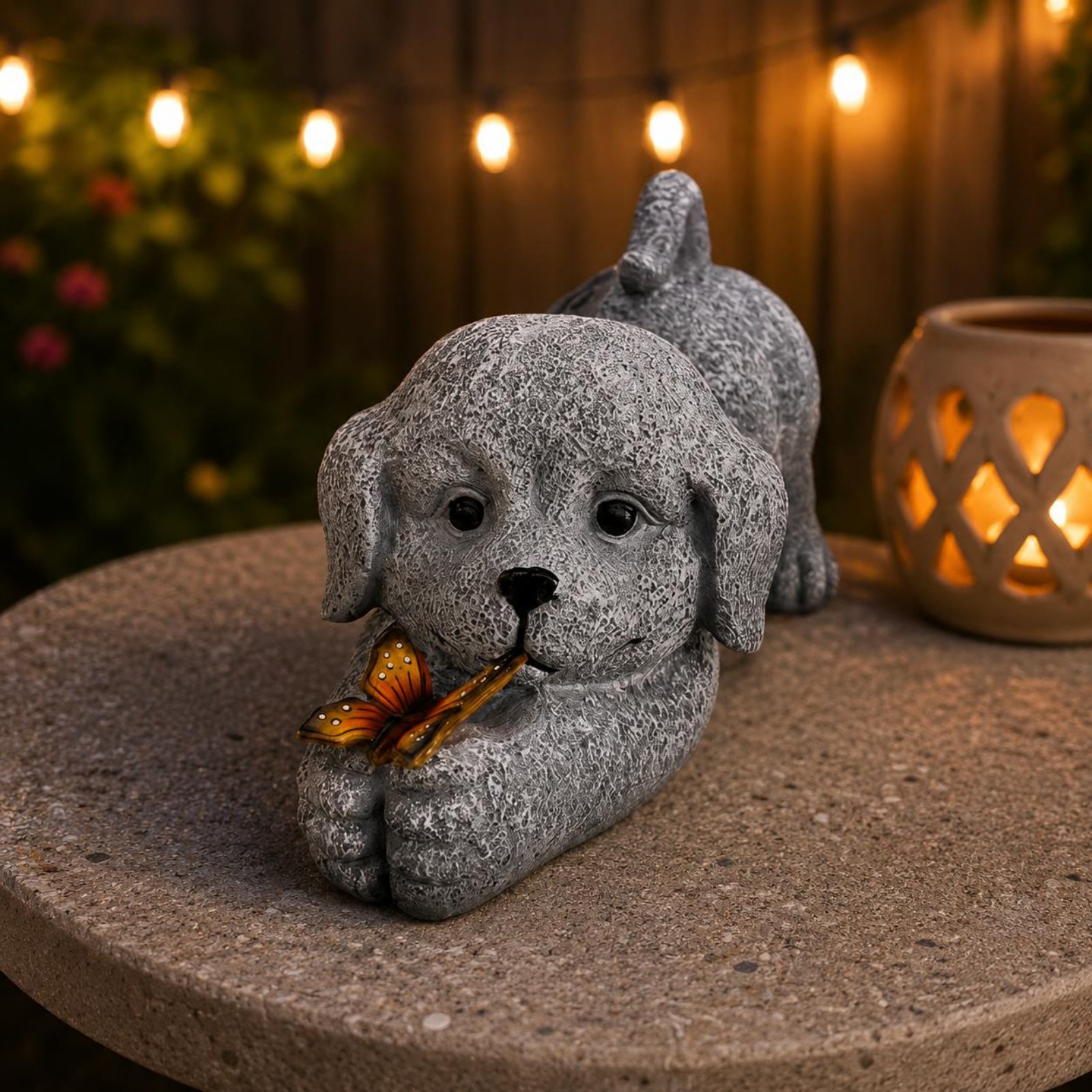 Solar Dog Statue Resin Craft S - Outdoor Lighting And Decor avis et prix