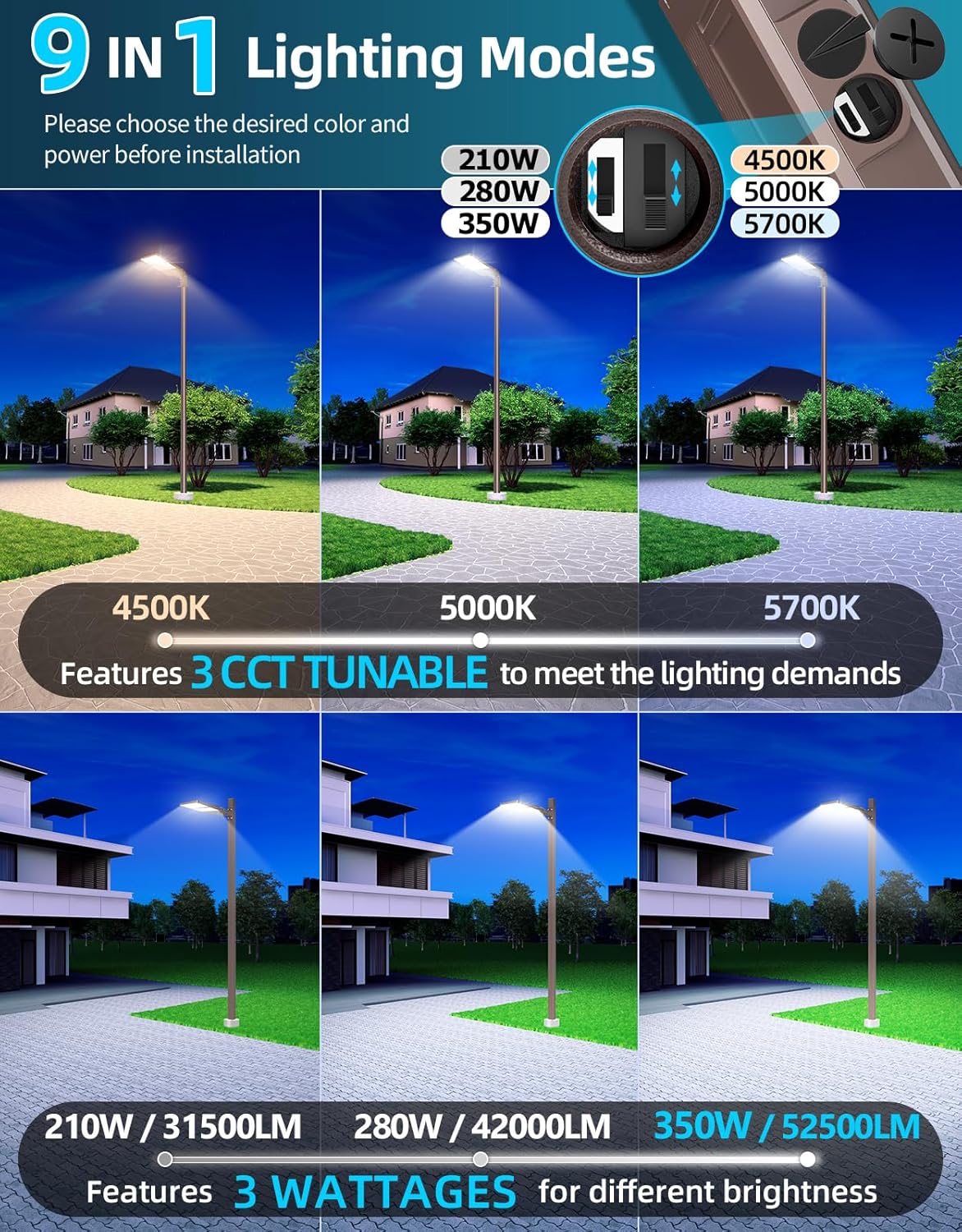 3PCS LED Parking Lot Light 350 - Outdoor Lighting Pole avis et prix